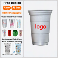 Vasos de Aluminio de 16 oz con Cambio de Color, Impresión por Transferencia de Calor con Logotipo Personalizado, Certificación BSCI de Fábrica con 30 Años de Experiencia