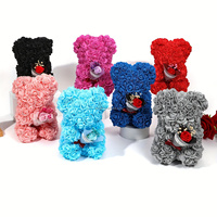 Populaire Ours en Peluche Rose Fleurie Mini Bouquet 25 cm Avec Boîte Cadeau pour la Fête des Mères et la Saint-Valentin