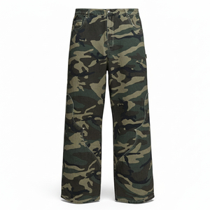 <span class=keywords><strong>Pantaloni</strong></span> Cargo da <span class=keywords><strong>Uomo</strong></span> TOPSHOW in Tela di Cotone Lavata 100%, Stile High Street, Vita Alta, Gamba Larga, Motivo Mimetico - Product Image 3