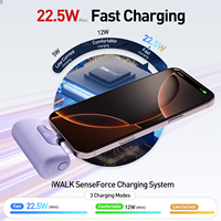 IWALK Daily Mini Power Bank ABS PC 5500mah 5000mah PD Chargeur de batterie rapide sans fil pour smartphone, idéal pour les voyages et les trajets quotidiens