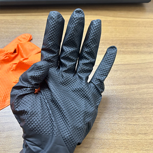 Sarung Tangan Mekanik Tugas Berat Tekstur Diamond Hitam Oranye 8 Mil, Tahan Lama, Untuk Perbaikan Mobil, Sarung Tangan Mekanik Industri Nitril - Product Image 3