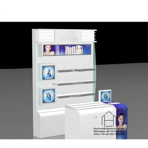 Centre commercial Popup en bois blanc rose belle jeune fille maquillage cosmétiques <span class=keywords><strong>kiosque</strong></span> affichage cosmétique - Product Image 2