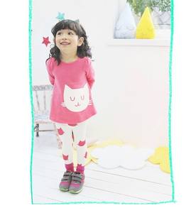 Ensemble de vêtements en tricot pour enfants filles, chemise à manches longues décontractée et pantalon, motif chat, 2017 - Product Image 3