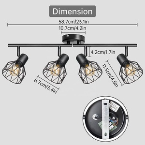 <span class=keywords><strong>Lampadario</strong></span> a 4 Luci in Ferro, Illuminazione Moderna Decorativa Regolabile per Soffitto/Camera da Letto/Faretto - Product Image 5