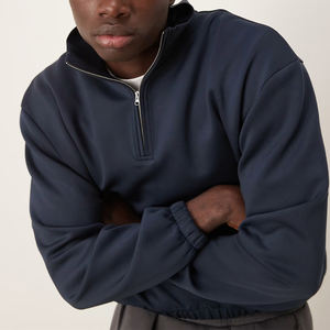 <span class=keywords><strong>Sudadera</strong></span> Personalizada de Estilo Scuba, Unisex, de Alta Calidad, con Cuello Alto y Media Cremallera, Estilo Francés, Corta y Cuadrada, <span class=keywords><strong>Negra</strong></span> - Product Image 2