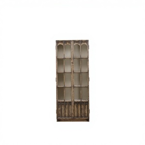 Vetrina Antica in Pino Stile Retrò con Vetro Antipolvere, Libreria in Legno Massello Stile Rustico Americano, Arredamento per Soggiorno e Hotel Personalizzabile - Product Image 6