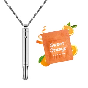 Collar de Acero Inoxidable Plateado Brillante con Núcleos Aromatizados a Naranja Dulce, Inhalador para Impulsar la Vitalidad y la Atención Plena - Product Image 1