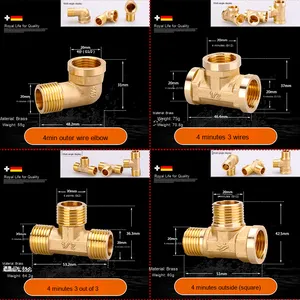 Bornic échantillon gratuit mamelon en <span class=keywords><strong>laiton</strong></span> coude en <span class=keywords><strong>laiton</strong></span> raccord de tuyau raccord de tuyau NPT filetage femelle té plomberie raccords en <span class=keywords><strong>laiton</strong></span> - Product Image 6