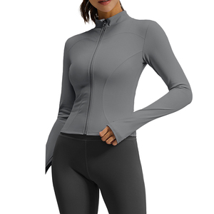 Vêtements de yoga pour femmes sur mesure en gros, veste respirante à coupe ajustée et séchage rapide, haut de yoga à col montant, adapté au fitness et à la course à pied - Product Image 5