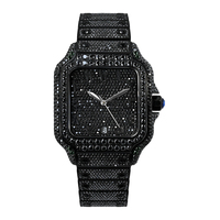 Orologio da Polso Meccanico Automatico Personalizzato OEM per Uomo, Completamente Tempestato di Moissanite VVS Nera, Stile Hip Hop, Ideale per Regalo o Vendita all'Ingrosso