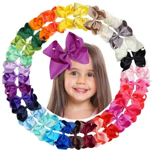 Hot-selling 6-inch bubble flower 30 colors big cute little girl solid ribbon bow hair clip hair accessories for children baby