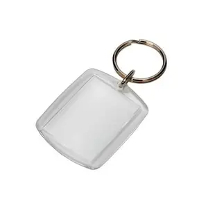 Promoção por atacado quadrado feito sob encomenda em branco keychain acrílico transparente de Plástico Personalizado Em Branco Photo Frame Chaveiro