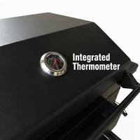 Panggangan BBQ Arang Portabel Lipat Model X-Frame dengan Rak Samping Ganda dan Roda untuk Piknik dan Berkemah di Luar Ruangan