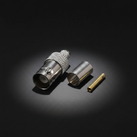 Kit de crimpado de 3 piezas con 50 conectores BNC hembra para cable RG58 LMR195, con contacto y carcasa de latón, para aplicaciones de antena de radioaficionado y RF