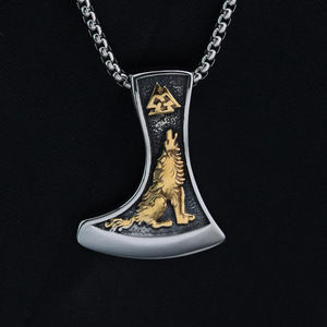 Yunnique – collier avec pendentif Viking en acier inoxydable, symbole loup celtique et triangle, bijoux à la mode pour hommes, cadeau - Product Image 3