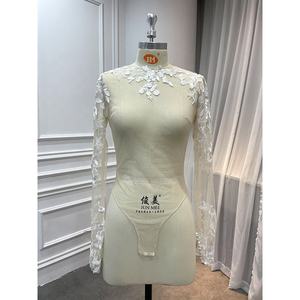 Vestido de Novia con Corsé, Escote Corazón, Manga Desmontable, Apliques Brillantes, Línea A, con Bolero - Product Image 6