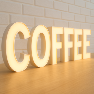 Cà phê cửa hàng thanh thương hiệu tùy chỉnh kim loại Acrylic sáng signage 3D LED nhân vật phát sáng frontlit ánh sáng thư dấu hiệu - Product Image 5