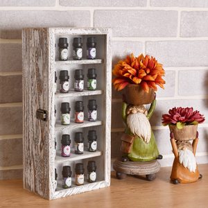 Boîte de rangement en bois blanc rétro avec couvercle, organisateur de bureau rectangulaire pour huiles essentielles, vitrine - Product Image 1