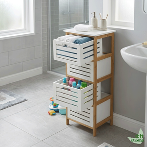 <span class=keywords><strong>Cajonera</strong></span> de Almacenamiento de 4 Cajones con Ventilación <span class=keywords><strong>y</strong></span> Cajones Extraíbles, Mueble Organizador Estrecho Independiente para Baño, Entrada o Dormitorio - Product Image 5
