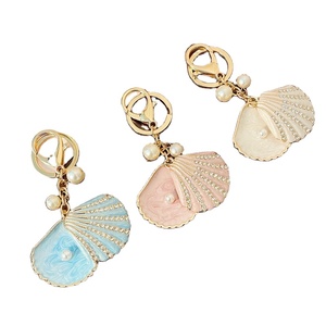 Fantasy Hot New Cartoon Sea World Starfish Pearl Shell Keychain Key Chain KeyRing Metal Pendant Keychain Women Gift