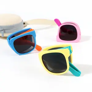 Gafas de Sol de alta calidad personalizadas a la moda de lujo 2024, gafas de sol plegadas de plástico de dos tonos con montura cuadrada para niños, gafas de sol para niños