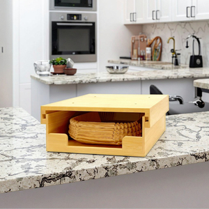 Organizador de almacenamiento de cocina, plato de papel, soporte para debajo del armario, dispensador de plato de papel de bambú montado en la pared con cajón - Product Image 1