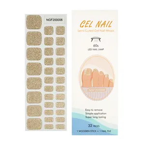 2024 Wholesale Uv Gel Top Seller New UV Semi Cured Gel Nail Stickers Gel Varnish Feet Nail Wraps