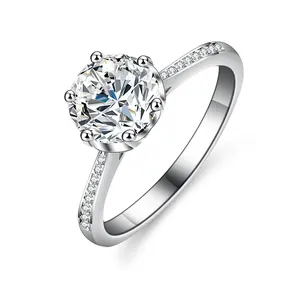 Fine Fashion Diamond Jewelry Solitaire 2 Carat D Color Diamond S925 Sterling Silver VVS1 Moissanite Engagement Ring For Women