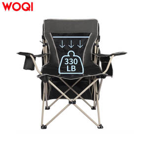 Chaise pliante de camping Woqi, structure en aluminium, tissu Oxford gris, chaise de jardin d'extérieur avec porte-gobelet et poche de rangement - Product Image 2