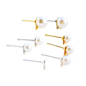 Accessori per gioielli in oro placcato orecchini di perle addominali con orecchini rotondi di perle bianche per ragazza e donna