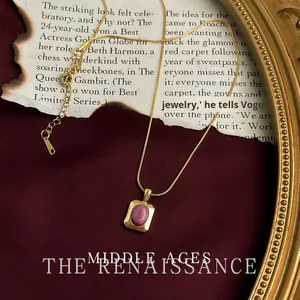 Butterfly Pendant Necklace Vintage Medieval Red Gold-Plated Stainless Steel Diamond Link Chain High-End <strong>Gift</strong> Women - Product Image 6
