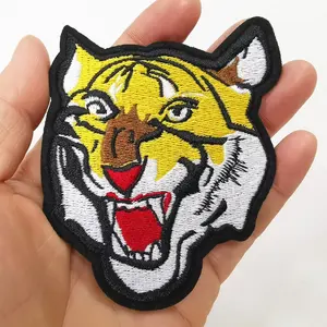 Custom Animal Tiger Logo Square Embroidered Iron Patches