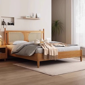 โครงเตียงไม้จริงหวายสานป<span class=keywords><strong>รับ</strong></span>แต่งได้ พร้อมโต๊ะข้างเตียง สำหรับโครงการโรงแรม สั่งซื้อจำนวนมาก <span class=keywords><strong>รับ</strong></span>ผลิตแบบ OEM ODM ทนไฟได้ - Product Image 3