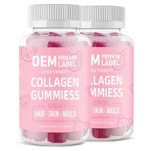 OEM ไบโอตินคอลลาเจนคอมเพล็กซ์อาหารเสริมหมีรูปร่างคอลลาเจน Gummies พร้อมไบโอตินและวิตามินสนับสนุนสุขภาพผมผิวเล็บ