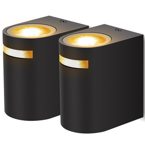 Aigostar lampada da parete per interni/esterni impermeabile IP65 GU10 in alluminio antracite 2 Pack con 3000K CCT per uso interno/esterno - Product Image 1