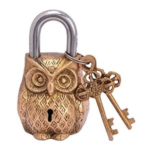 Serrure en métal de hibou de fer antique faite à la main de conception élégante - Product Image 1