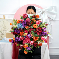 Vente flash - Centre de table floral en fleurs artificielles de haute qualité, couleur rose bonbon, en soie, pour mariage, fête, table