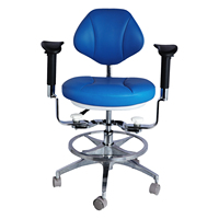 Chaise d'assistant dentaire moderne en acier inoxydable, robuste, durable, réglable, couleur orange, avec roulettes, ergonomique, pour hôpital