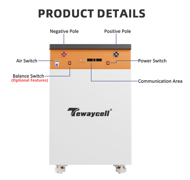 For Tewaycell 48 Volt 51.2v Lithium Ion Batteries 150ah 200ah 300ah 7.5kwh 10kwh 15kwh LiFePO4 CAN Communication 48v Battery
