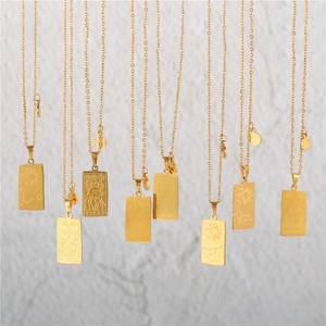 Collar de Cadena con Colgante Doble de Acero Inoxidable Plateado y Dorado con Cartas del Tarot y 12 <span class=keywords><strong>Signos</strong></span> del Zodiaco Chino, Joyería para Hombres y Mujeres - Product Image 2