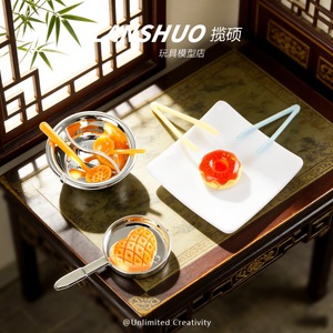 ชุดครัวจิ๋วเรซิ่นพลาสติกพร้อมจานชามช้อนตะเกียบสำหรับของเล่นบ้านตุ๊กตาอายุ 2 4 ปีไม่จำกัดเพศ - Product Image 4