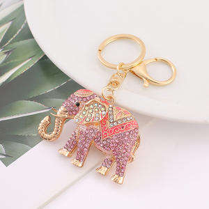 Porte-clés éléphant Rhinestone Charm voiture en métal Noël - Product Image 3