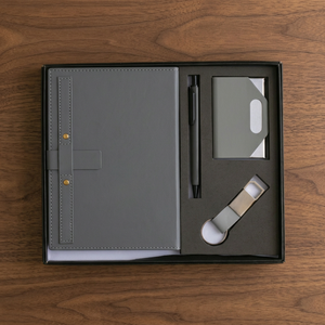 Luxury Executive Organizer Gift <b>Set</b> with Pen Card Holder and Keychain in Imitation Leather Hardcover Style - Product Image 1