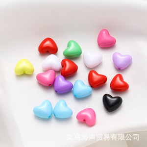 Acrylic Heart <b>Beads</b> Solid Color For Bracelet Making Loose <b>Beads</b> Wholesale Jinhua Origin Fall 2023 - Product Image 1