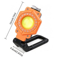 Lampe de travail rechargeable 1500mAh 18650 RGB COB LED, lampe de camping, support rotatif à 360 degrés, magnétique, portable, lampe d'inspection