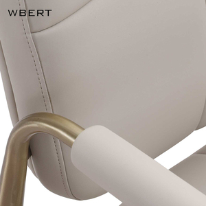 Wbert เก้าอี้รับประทานอาหารทำจากโลหะอิตาลีขนาดเล็กมีที่วางแขนพนักพิงสูงเก้าอี้เจรจาต่อรองของโรงแรมบ้านทันสมัยทำจากสแตนเลส - Product Image 3