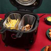 Appareil ménager mécanique électrique intelligent Four à friteuse à air à double panier Forme carrée avec doubles paniers automatiques visibles