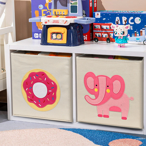Cofre de juguetes grande para niños con asas, soportes decorativos, caja de almacenamiento de tela plegable, contenedores, organización de almacenamiento de Juguetes - Product Image 4