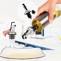 Distributeur d'huile Cruet en verre en acier inoxydable de 500 ml, bouteille avec bec verseur pour huile d'olive et Sauce au vinaigre