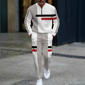 Conjunto Masculino de Camiseta de Manga Comprida e Calça com Estampa Digital para Esportes ao Ar Livre, Casual, Férias ou Estilo Urbano, Conjunto de Duas Peças - Product Image 1